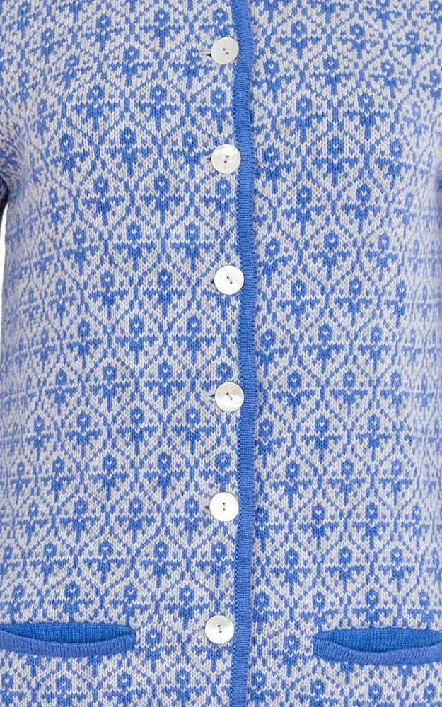 Strickmantel Halli, blau/weiß