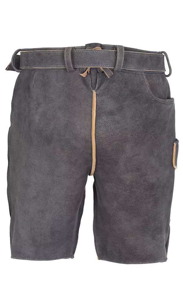 Hirschlederhose Hubert mit Gürtel, anthrazit