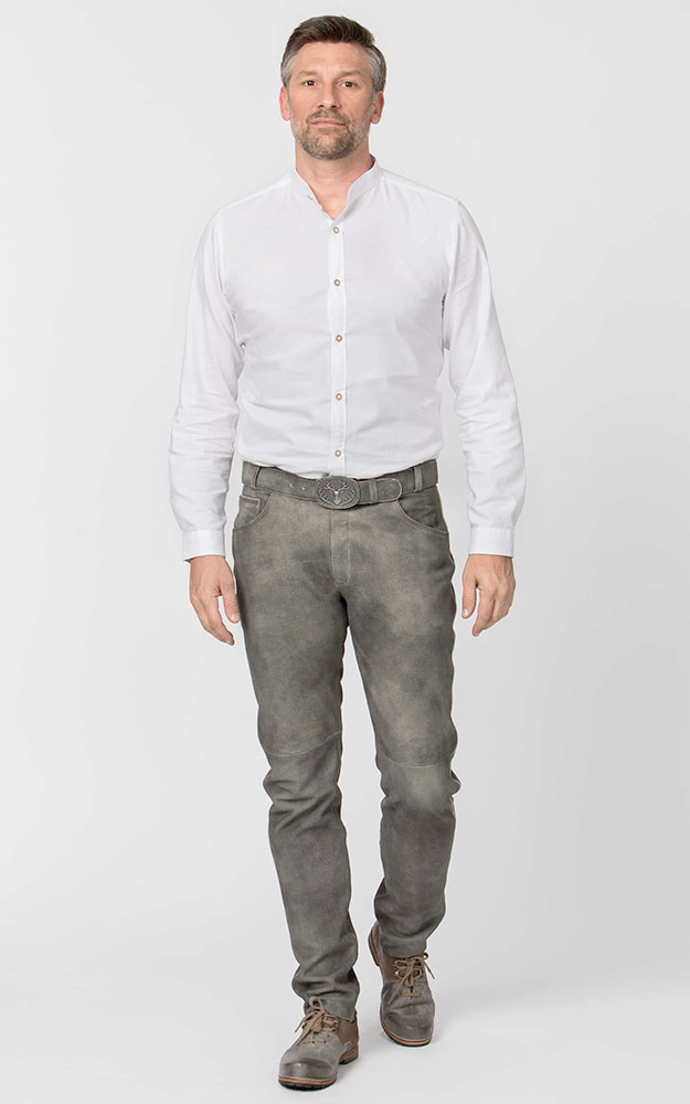 Lederhose Marlon mit Gürtel, stein gespeckt