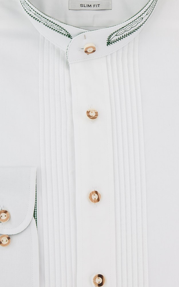 Hemd Alex, weiß SK Stick oliv - Slim fit
