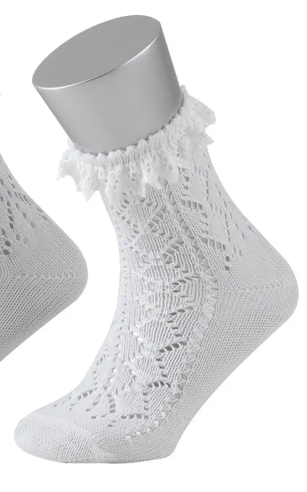 Kindersocken 1280S Spitze, weiß