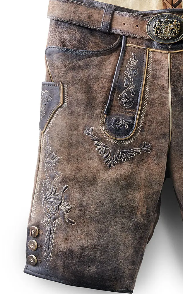 Lederhose Hopfensee mit Gürtel, bernstein