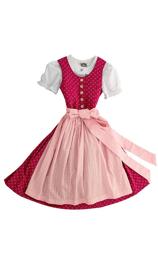 Kinderdirndl Wallersee mit Schürze u. Bluse, pink