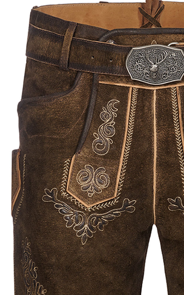 Lederhose Albstadt mit Gürtel, erde antik