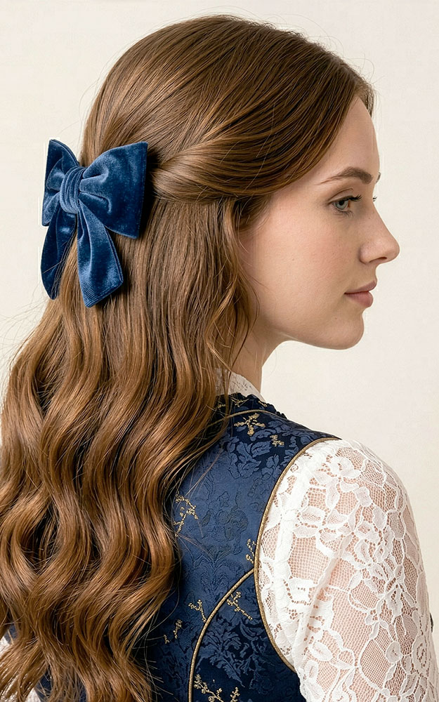 Samt-Haarspange Schleife, blau