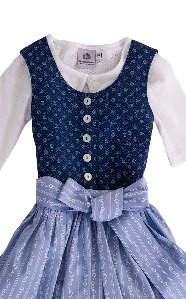 Kinderdirndl Wallersee mit Schürze u. Bluse, blau
