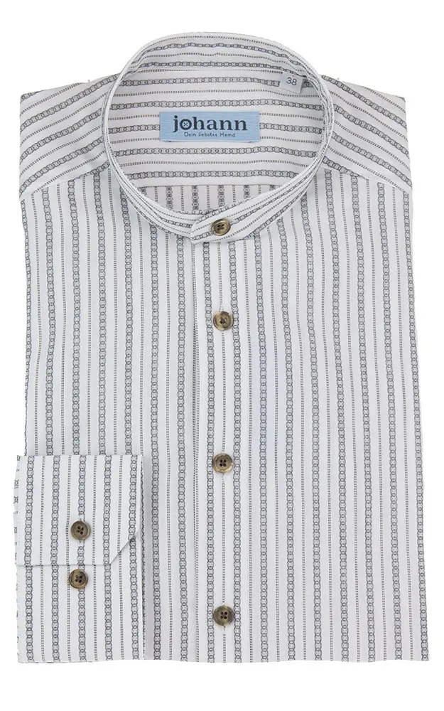 Hemd 3010, weiß/grau gestreift - Slim fit