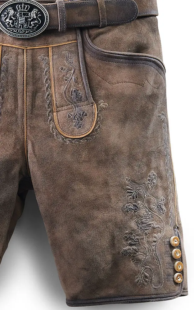 Lederhose Horn mit Gürtel, humus