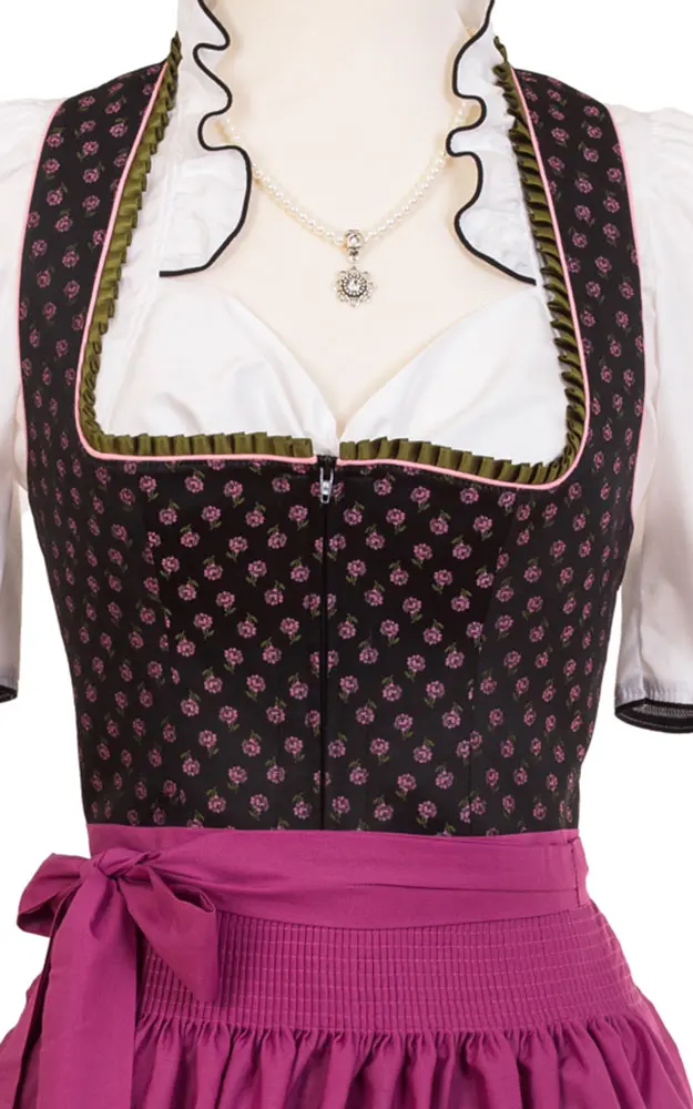 Blusendirndl Attergau /E schwarz Rosen, ohne Schürze