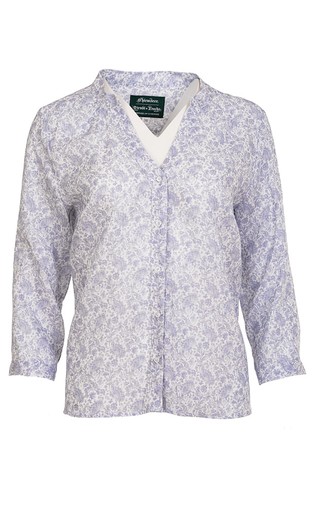 Trachtenbluse 6191OS, blau/weiß