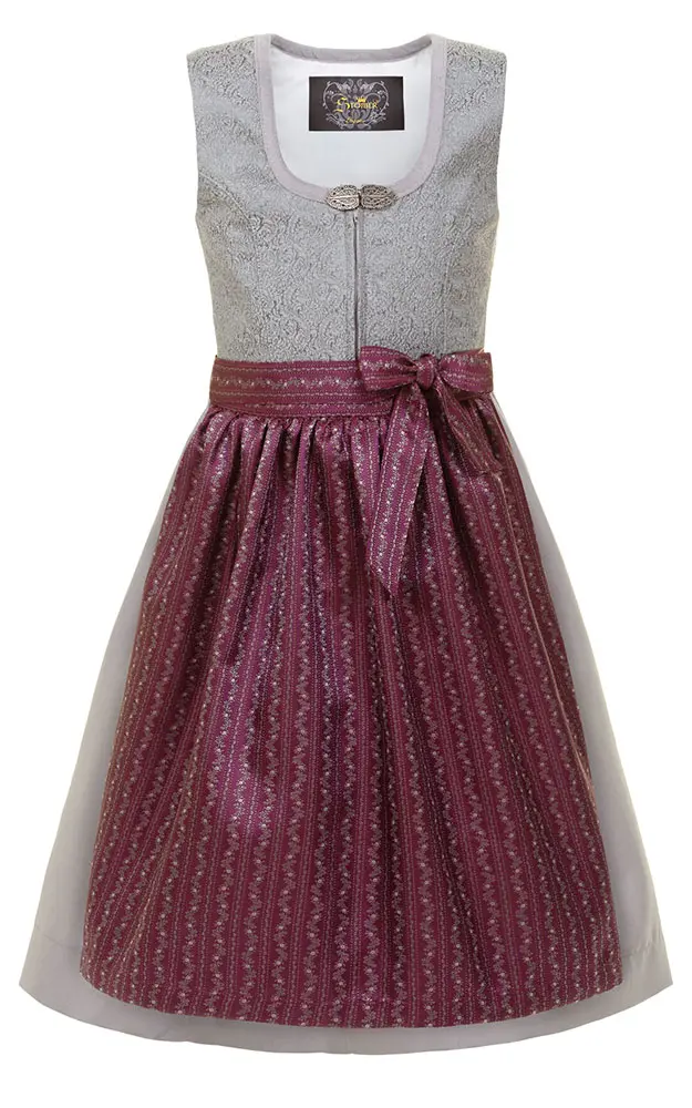 Kinderdirndl Christl mit Schüze, anthrazit/brombeer