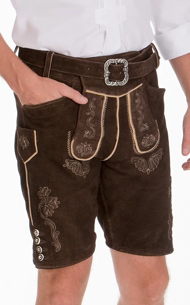 Lederhosen-SET Franz Kurze mit Gürtel, espresso