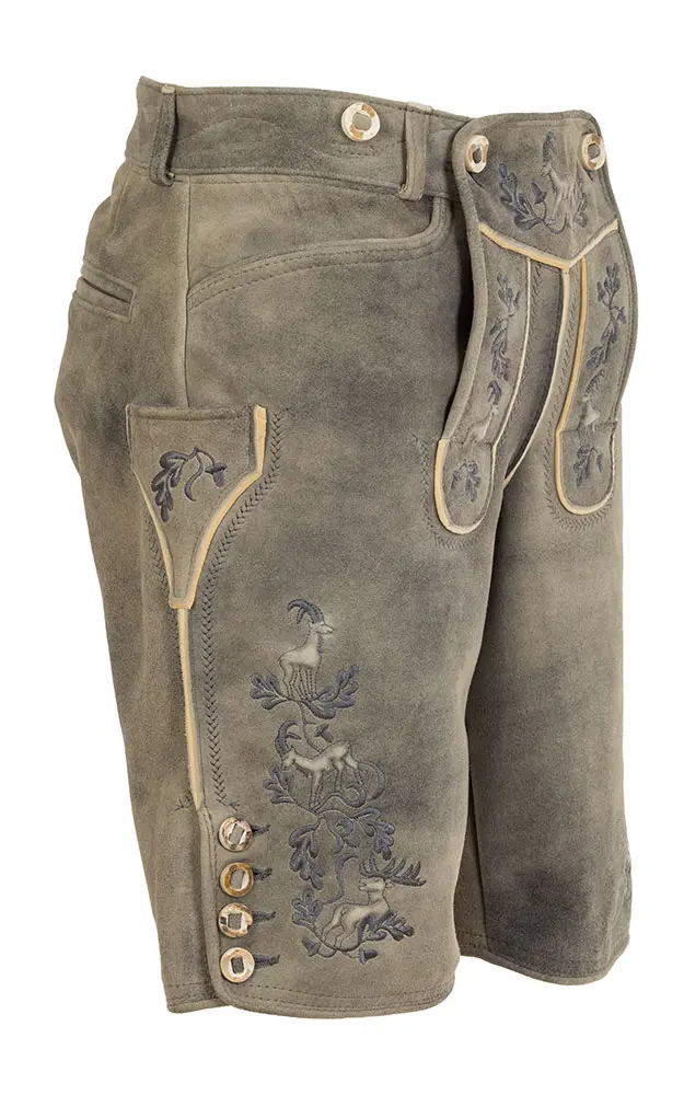 Lederhose Wildleben ohne Träger, beige/grau