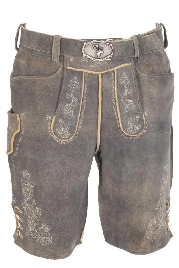 Lederhose Spitzbua mit Gürtel, kiesel