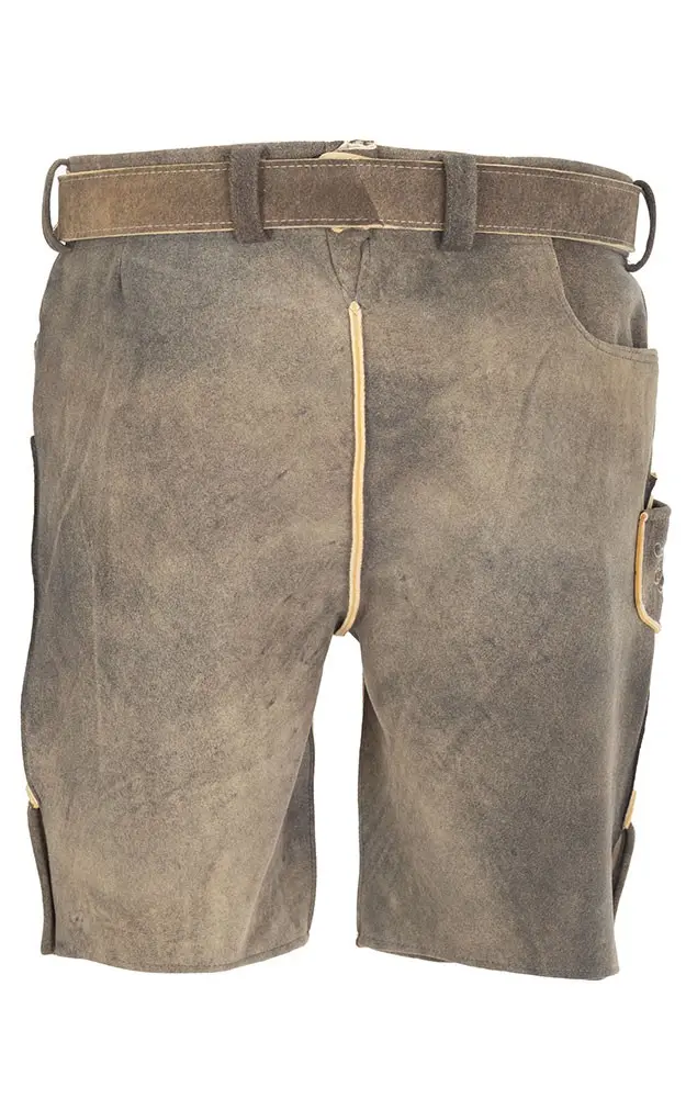Hirschlederhose Hubert 3 mit Gürtel, altbraun