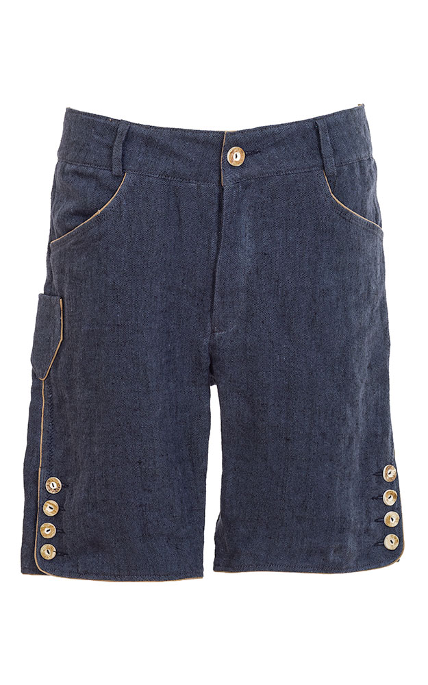 Stofflederhose Leinen, blau