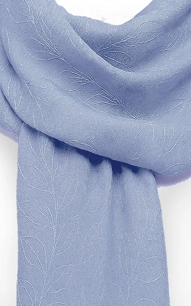 Schal mit Stickerei, blau