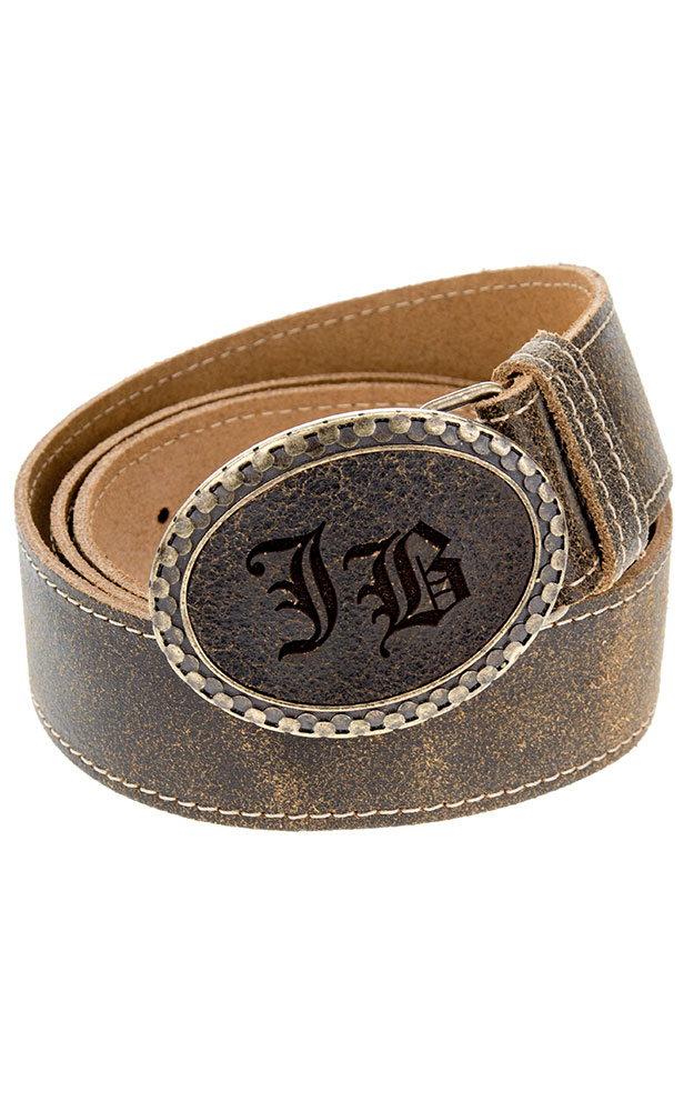 Herrengürtel Initialen Lederinlay