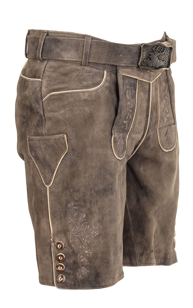 Lederhose Mathias mit Gürtel, beige