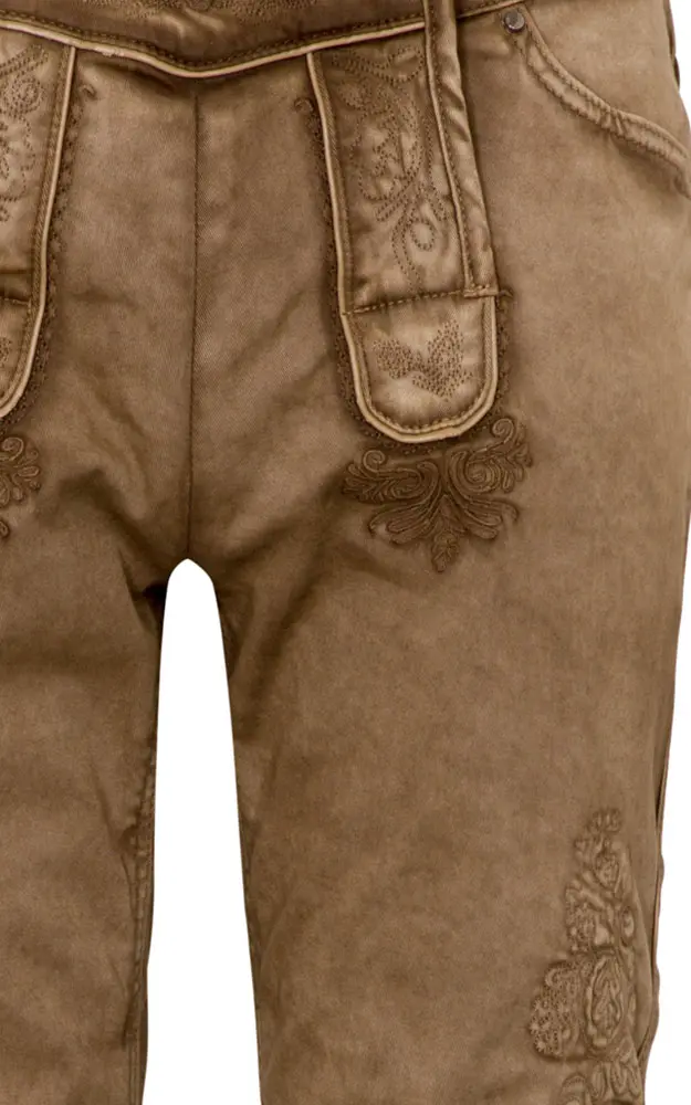 Stofflederhose Trachtenjeans , schlamm