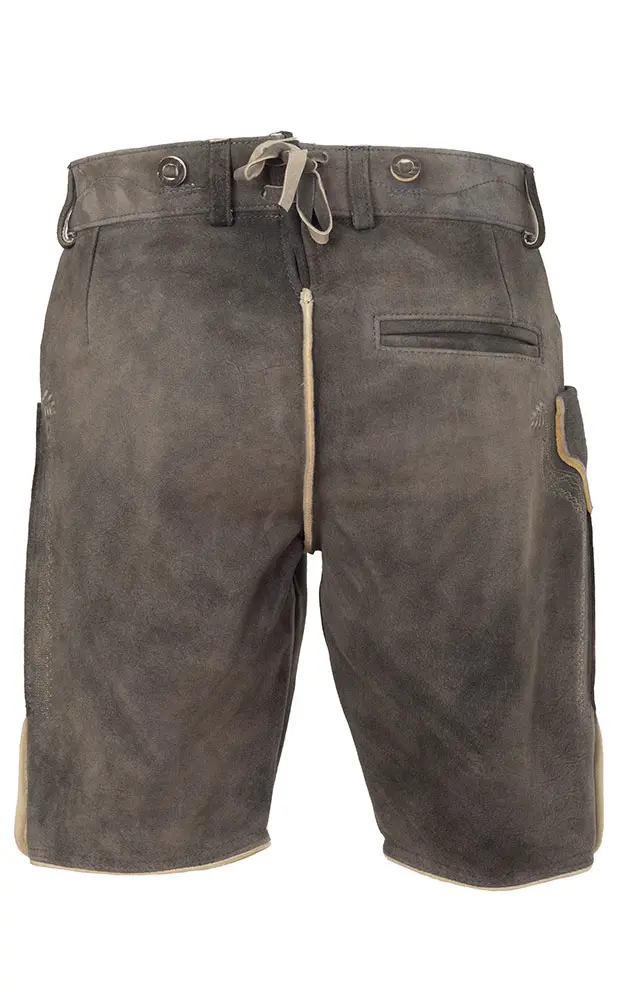 Lederhose Kaiser ohne Träger, altgrau/natur