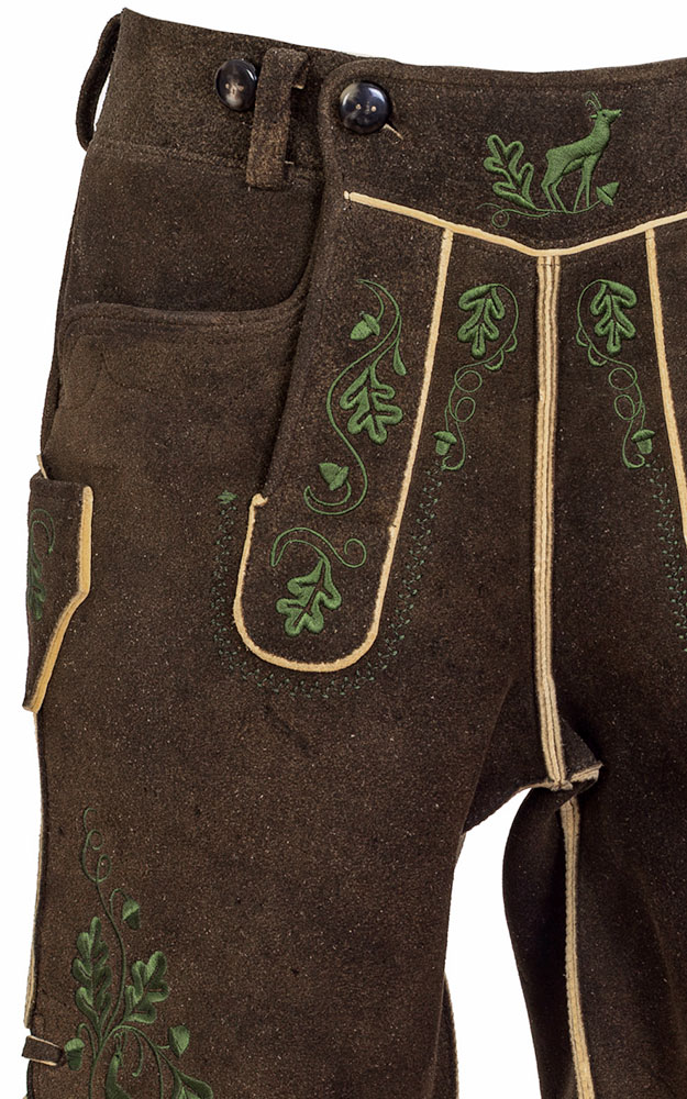 Hirschlederhose Leonhard MEINDL ohne Träger, dunkelbraun-antik