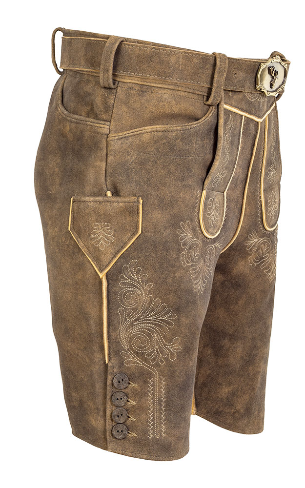 Lederhose Karl mit Gürtel, torf