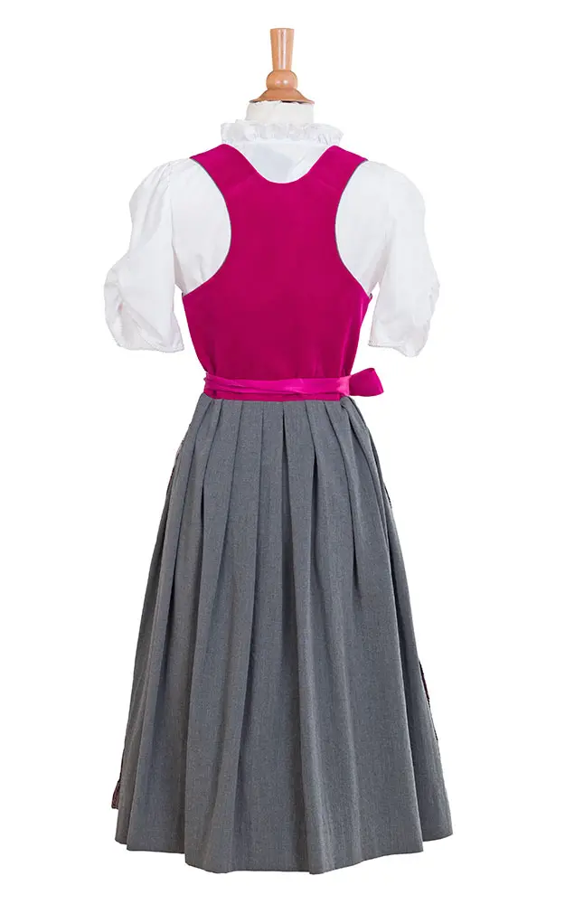 Blusendirndl Wildbach Samt pink, mit Schürze