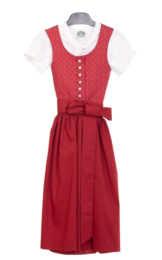 Kinderdirndl Bergsee, mit Schürze u. Bluse rot