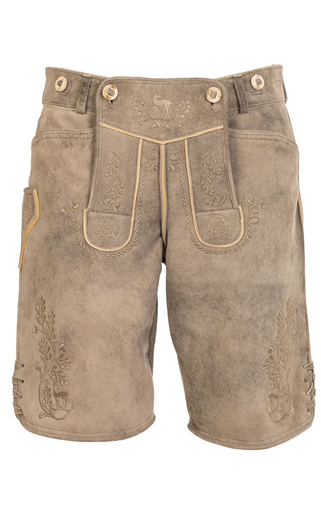 Lederhose Franz ohne Träger, graubeige/natur