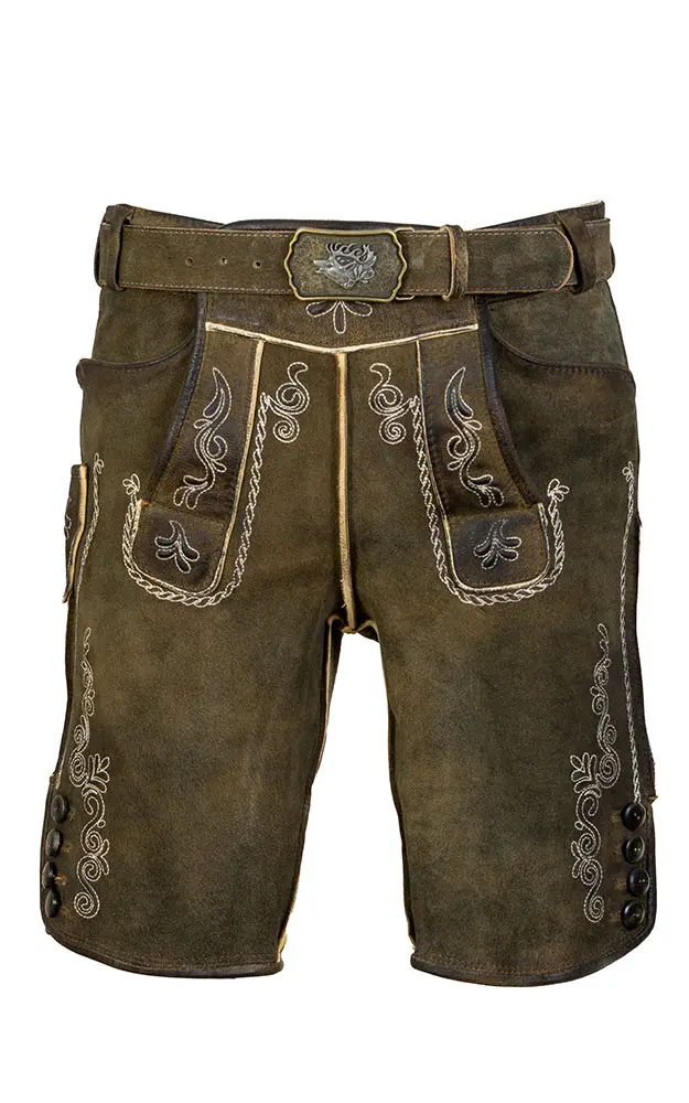 Lederhose Hartmut-G mit Gürtel, erde
