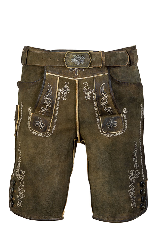 Lederhose Hartmut-G mit Gürtel, erde