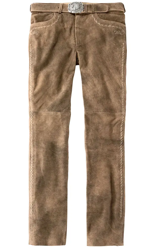 Lederhose Rocco mit Gürtel, havanna