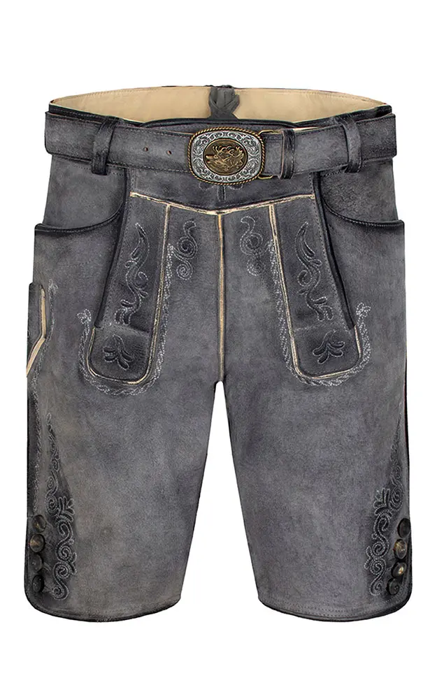 Lederhose Hartmut-G mit Gürtel, kohle