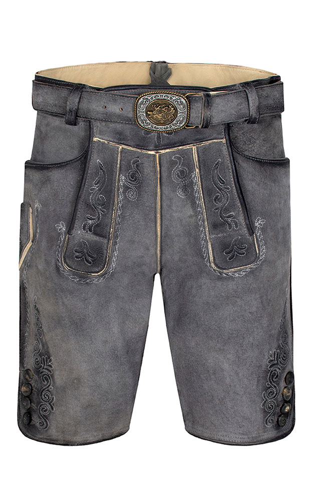 Lederhose Hartmut-G mit Gürtel, kohle