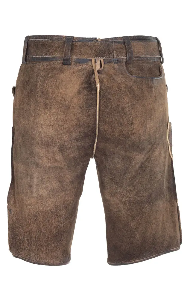 Lederhose Inntal mit Gürtel, dunkelbraun
