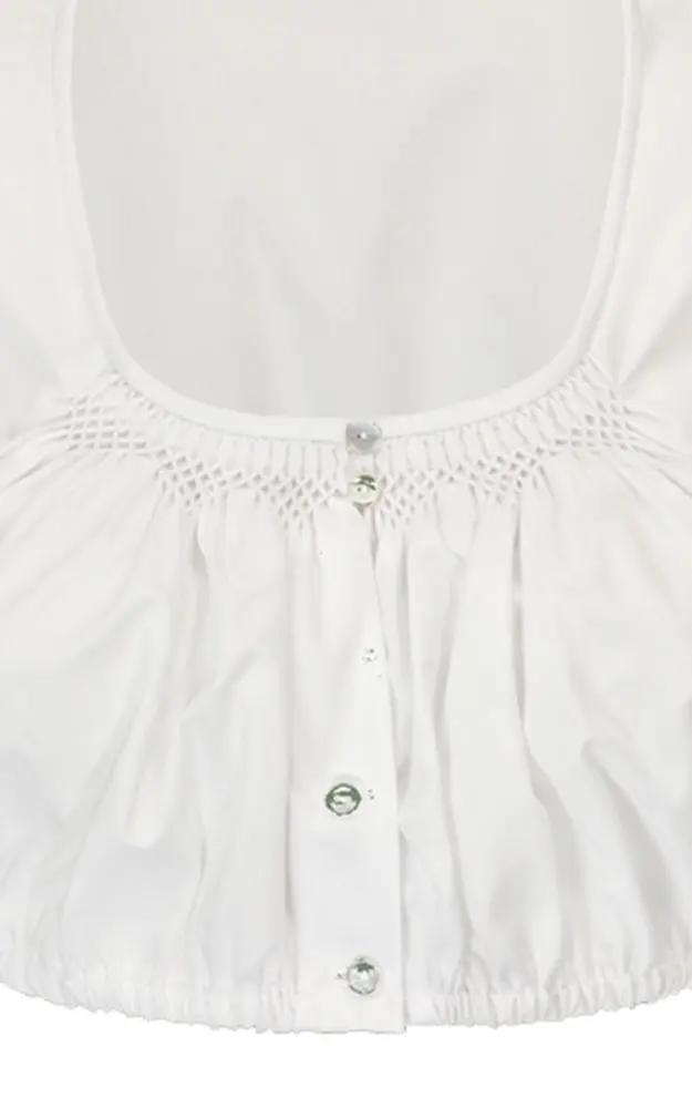 Dirndlbluse Alma, weiß Waffelsmok