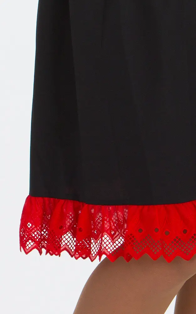 Unterrock Marga mini, schwarz/rot 55cm