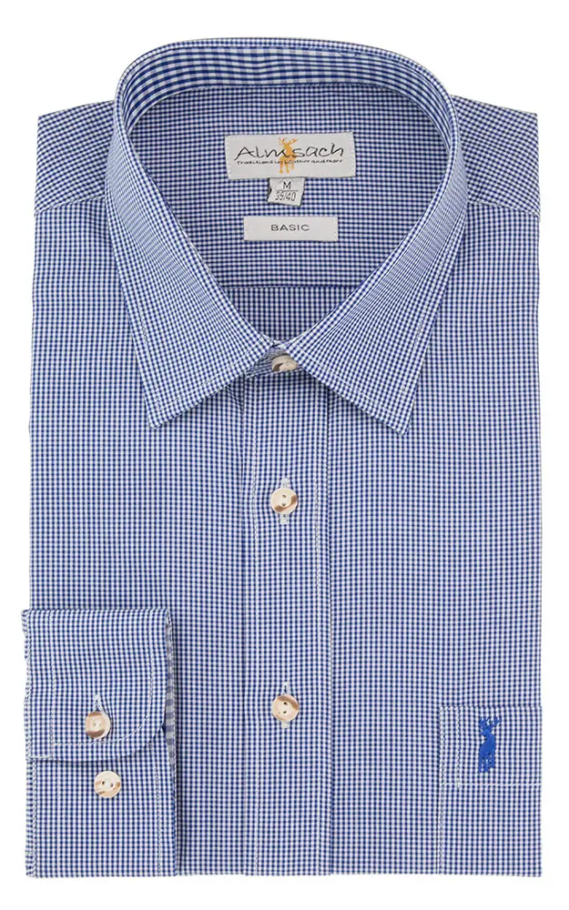 Hemd HE 627, # mittelblau/weiß