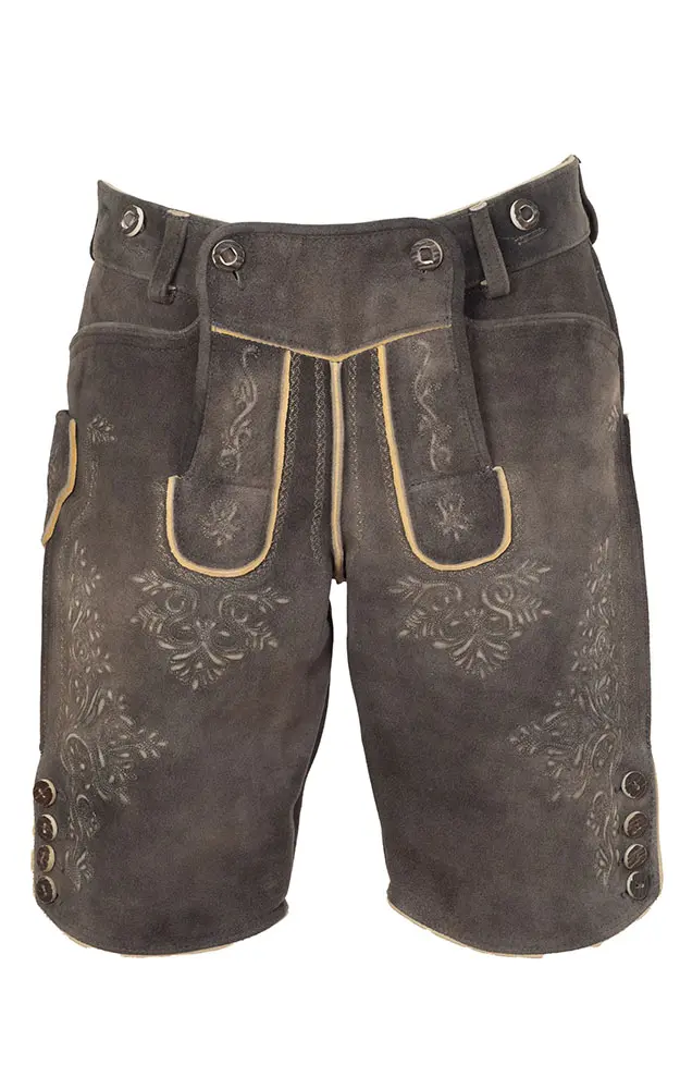 Lederhose Kaiser ohne Träger, altgrau/natur