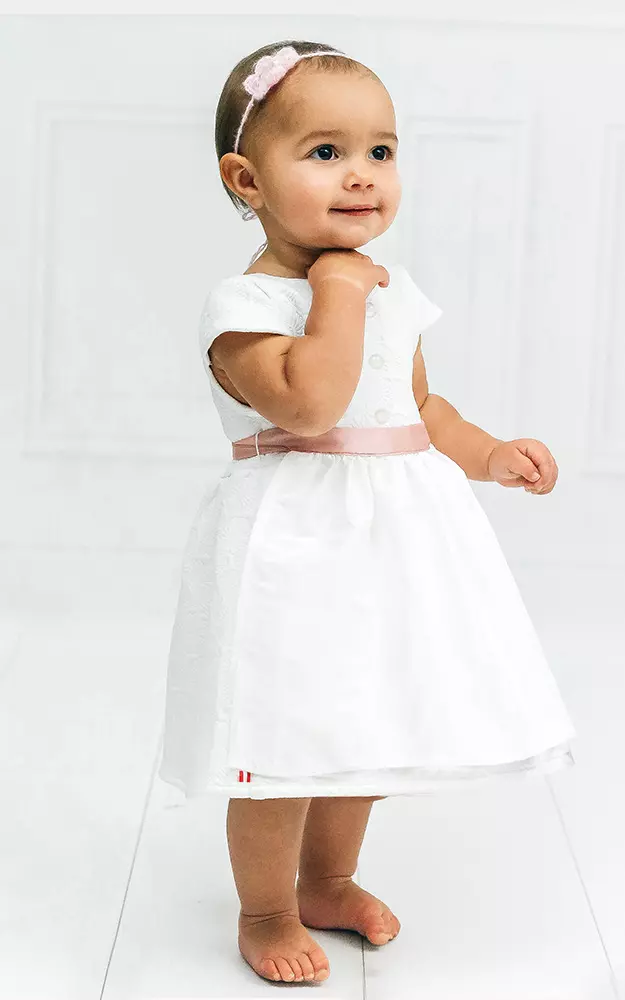 Baby-Dirndl Marie Taufe & Hochzeit mit Schürze, weiß