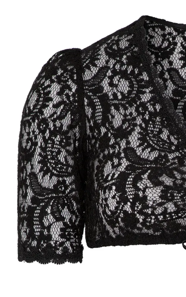 Dirndlbluse Hadia, schwarz Spitzenarm