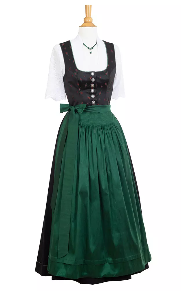 Blusendirndl Griessee /E schwarz Rosen, ohne Schürze