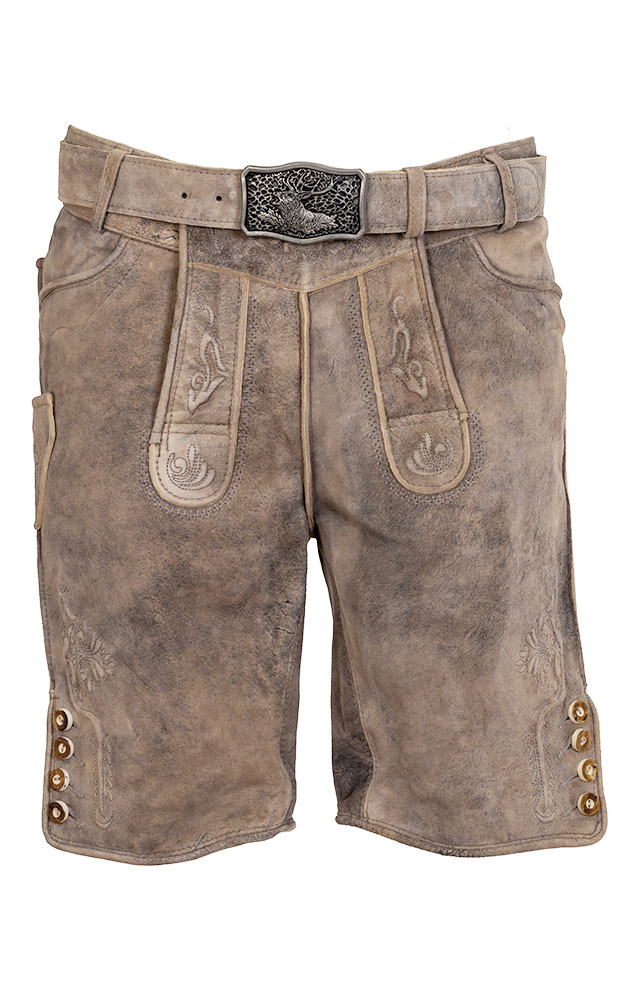 Lederhose Arno mit Gürtel, hellbeige