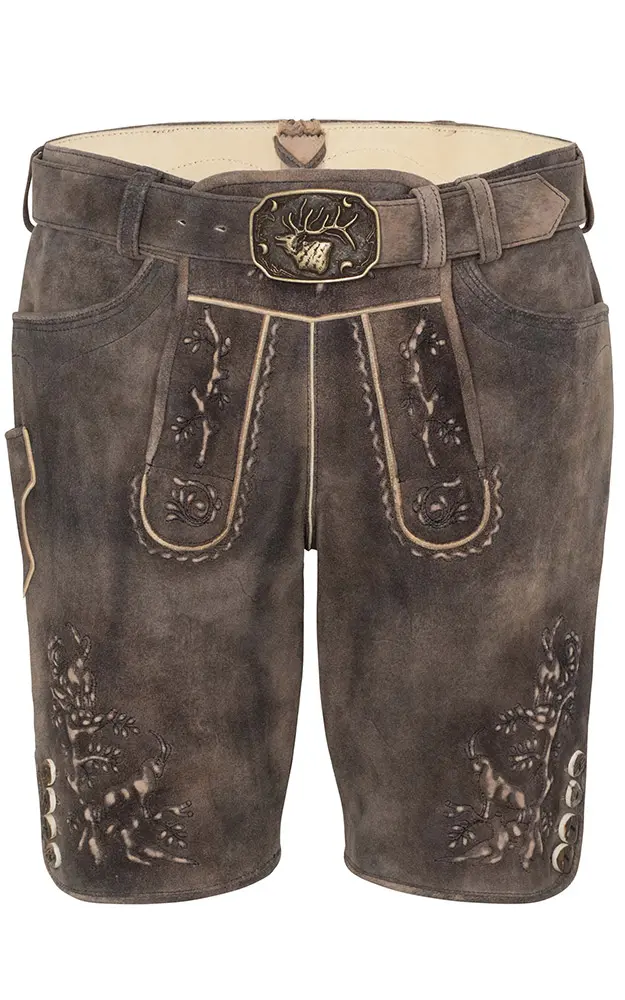 Lederhose Pinzgau mit Gürtel, marone