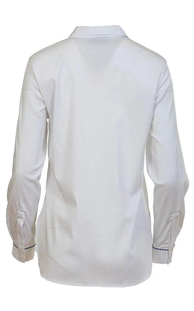 Trachtenbluse 6164 18107, weiß Stick blau