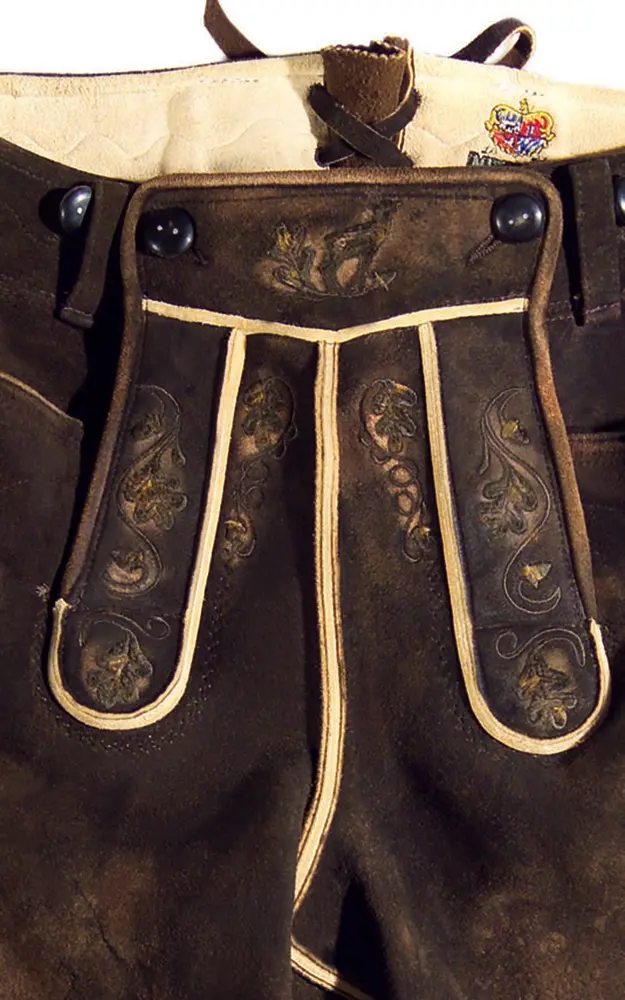 Hirschlederhose Andechs, ohne Träger ahorn