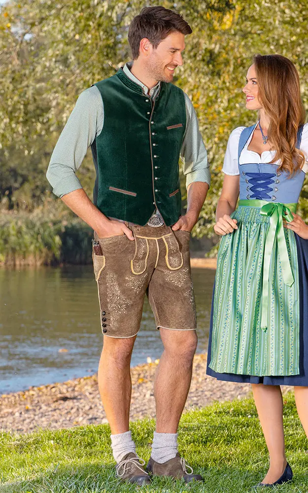 Hirschlederhose Oskar ohne Träger, antik/schwarz