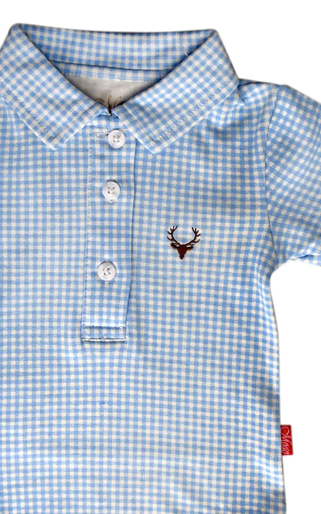 Baby-Body Basti kurzarm, blau/weiß