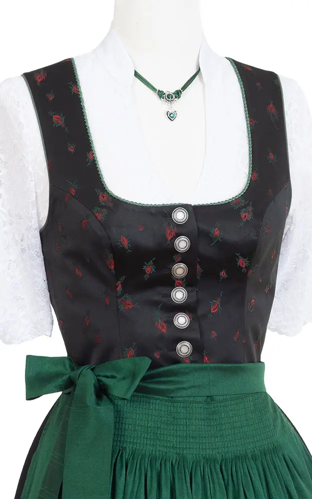 Blusendirndl Griessee /E schwarz Rosen, ohne Schürze